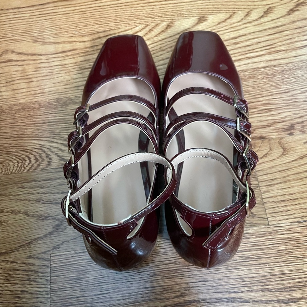 Burgundy Red Multi-Strap Mary Janes - Picture 3 of 4